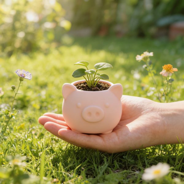1pc 3D Printed Mini Pink Pig Planter, with Drainage Holes, Cute Animal Design, Suitable for Succulent Planting, Easter Gift, Desktop Balcony Home Decor